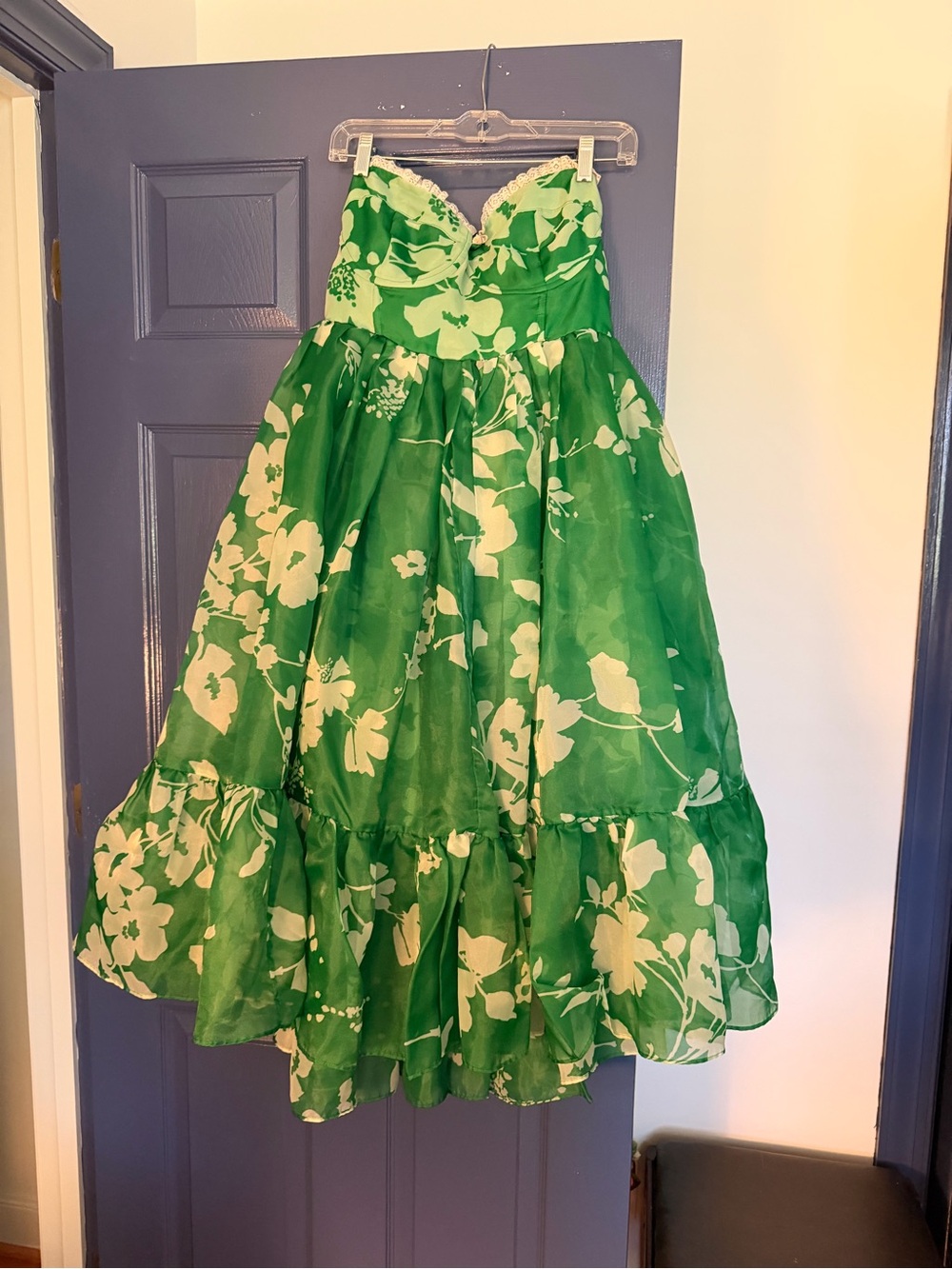 Selkie for Anthropology floral corset dress puff strapless appr size 12